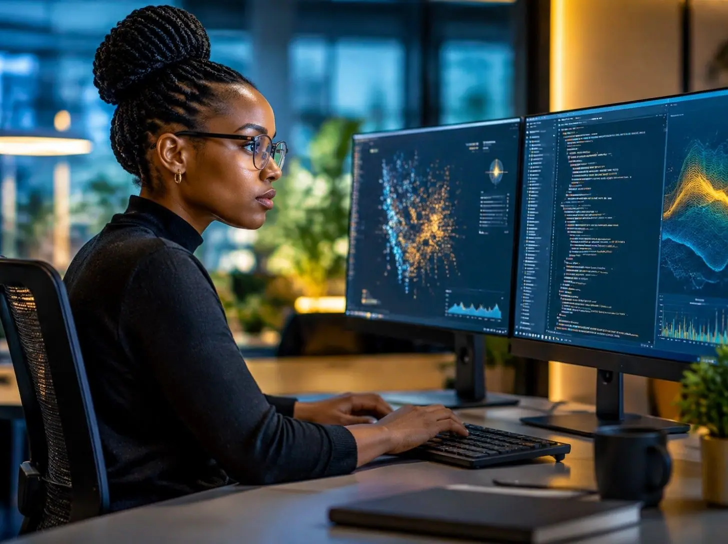 A data scientist working with data visualisations