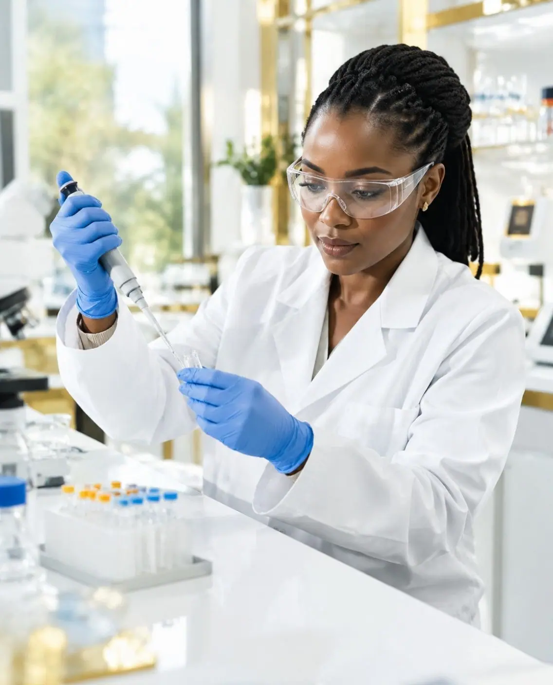 A scientist working with samples in a laboratory